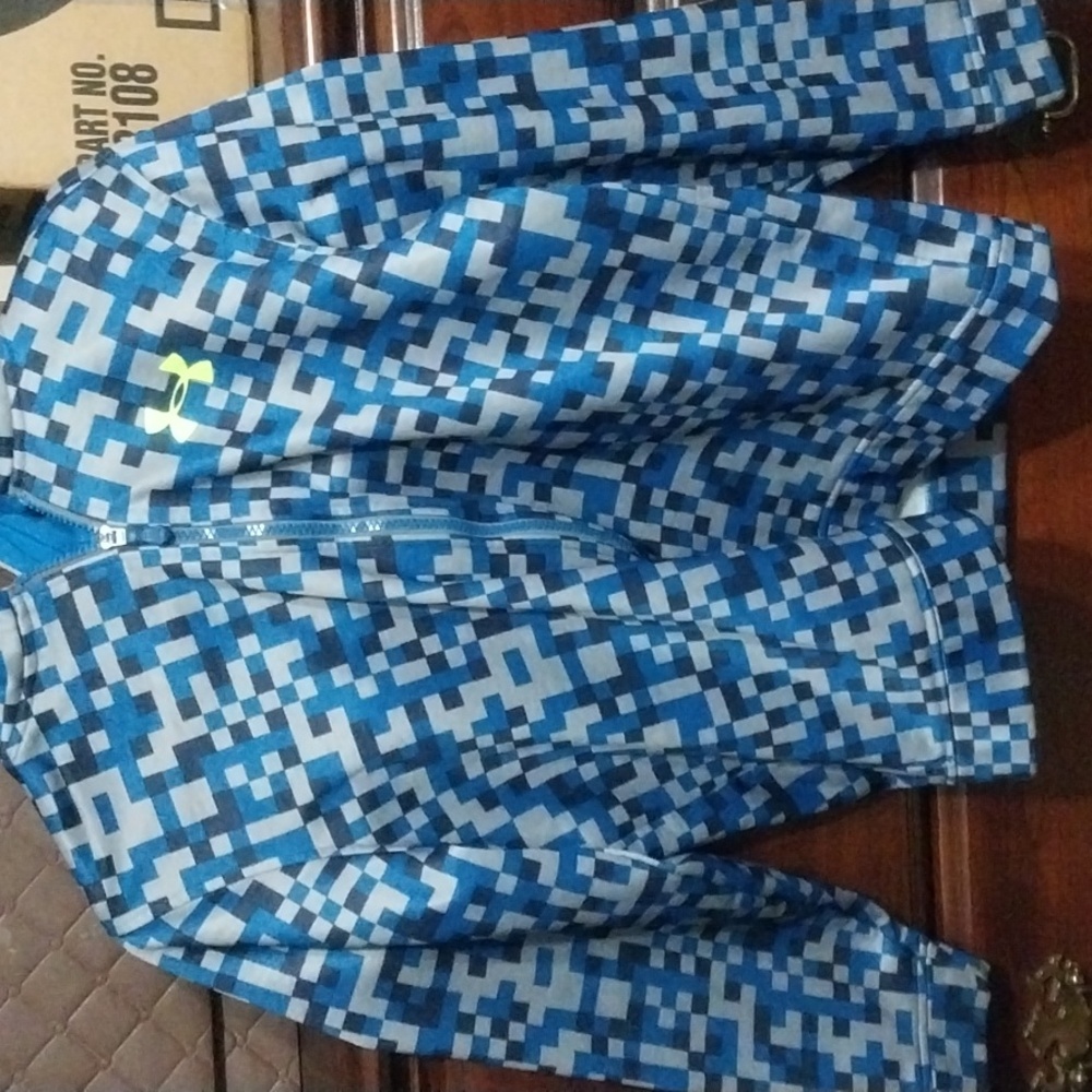 Boys Underarmour Blue And Grey Hooded Jacket YLG